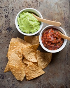 Creamy guacamole and hot salsa