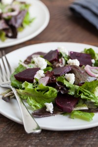 Beets, Shallots, and Feta with Mixed Greens