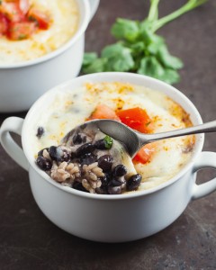 Coconut Ginger Rice, Black Beans, and Melted Monterey Jack Cheese | Gather & Dine