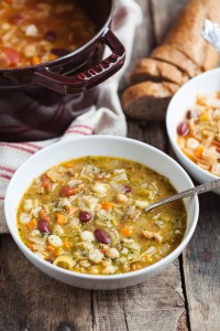 Pesto Hominy Minestrone Soup|Gather & Dine