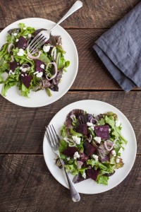 Beets, Shallots, and Feta with Mixed Greens