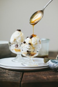 Coconut Vanilla Bean Ice Cream with Maple Rum Raisin Sauce | Gather & Dine