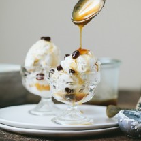 Coconut Vanilla Bean Ice Cream with Maple Rum Raisin Sauce | Gather & Dine