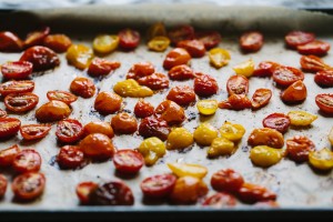 Roasted Tomatoes and Greens with Shallot Vinaigrette