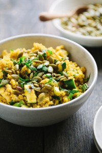 Curried Quinoa with Grilled Zucchini and Curry Lime Pepitas