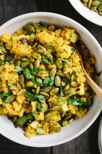Curried Quinoa with Grilled Zucchini and Curry Lime Pepitas