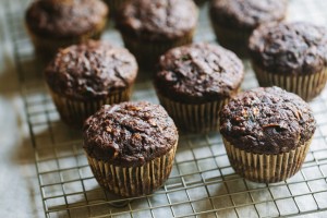 Chocolate Zucchini Coconut Oil Muffins