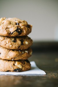 Dark Chocolate Chunk Spelt Cookies with Hazelnuts and Cherries