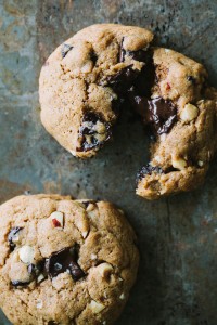 Chocolate Chunk Spelt Cookies with Hazelnuts and Cherries