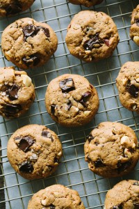Dark Chocolate Chunk Spelt Cookies with Hazelnuts and Cherries