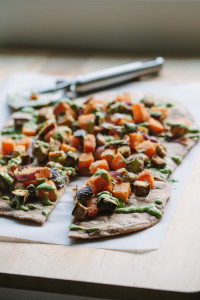 Miso Roasted Veggie Flatbreads with Green Tahini Yogurt
